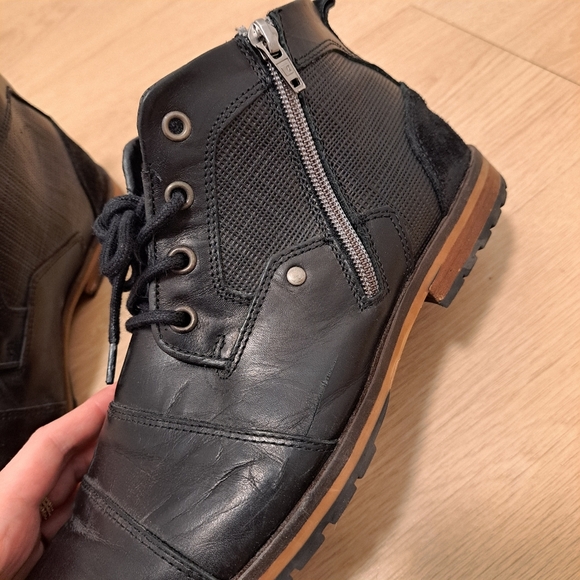 FREEBIRD Men's Black Lace Up Leather  Side Zip Ankle Orion Moto Boot Size 9 - Picture 6 of 11